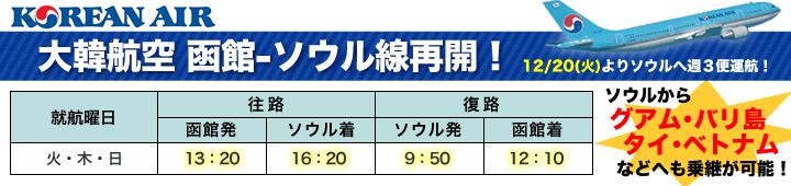 12/20よりソウル線再開!
