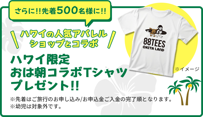 ハワイ限定おは朝コラボTシャツプレゼント！