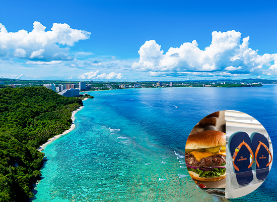 ハンバーガー＆ビール（$35分）またはLeaLeaサンダル＆チャーム無料！（イメージ）