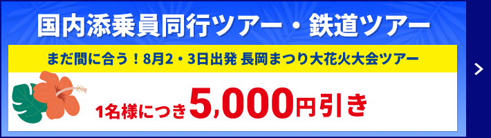 まだ間に合う！長岡まつり大花火大会ツアー1名様につき5,000円引き