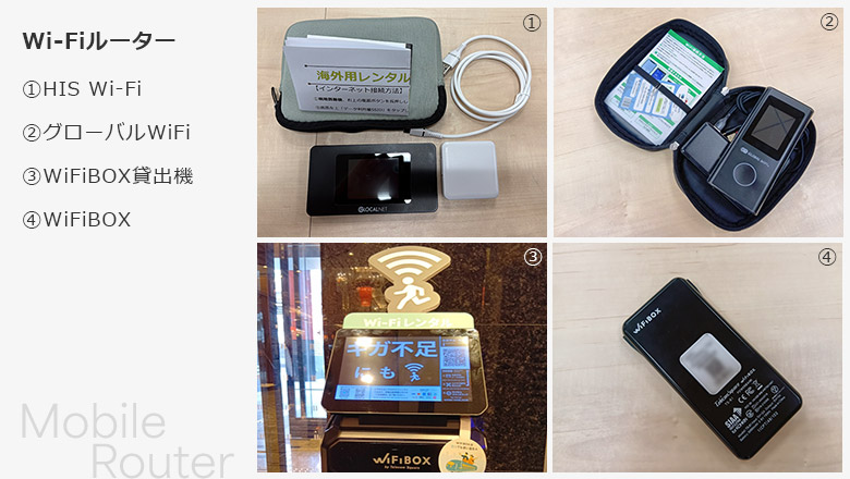 3社のWi-Fiルーター、WiFiBOXの貸出機