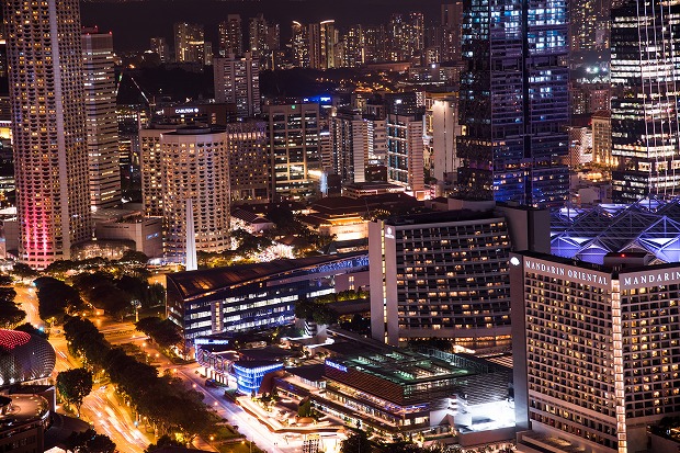 シンガポールの夜景、ビル群