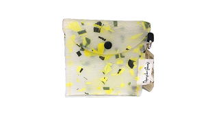 【Upcycle Hawaii】 PLASTIC-FETTI SNAP POUCH - CAUTION