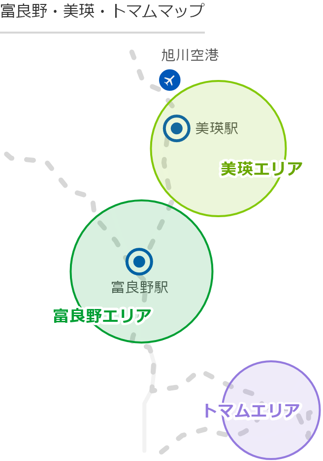 富良野・美瑛 ・トマムの地図