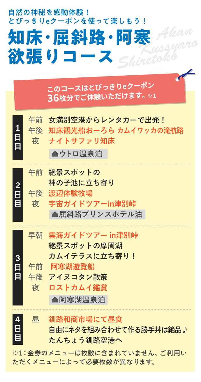 知床・屈斜路・阿寒 欲張りコース