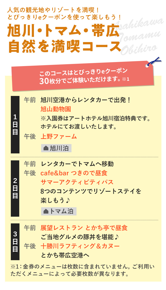 旭川・トマム・帯広 自然を満喫コース