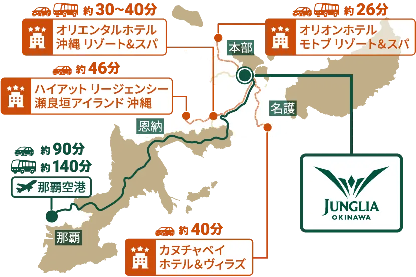 ジャングリア沖縄アクセスマップ