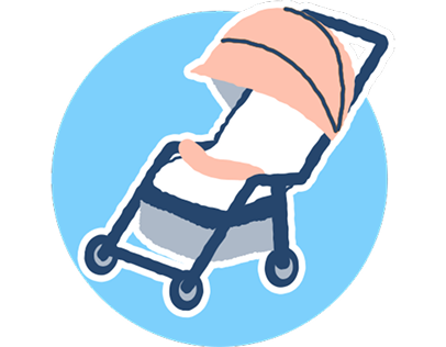 アイコン：ベビーカーのレンタルを<br>検討してみよう