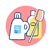 アイコン：食器洗い用のスポンジと洗剤・洗濯グッズ